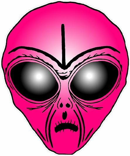 Alien Head Sticker 6 HOT PINK
