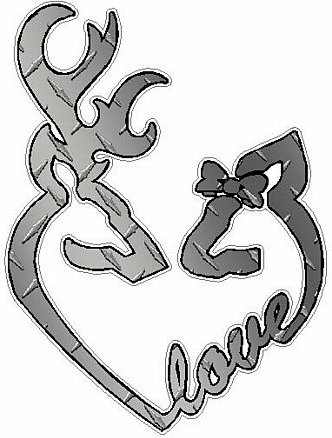 DEER HEADS HEART FILLS with LOVE diamondplate silver