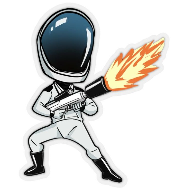 STARMAN WITH TESLA FLAMETHROWER STICKER
